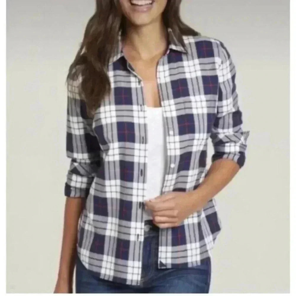 NWT Untuckit Sorbo Shirt women’s Windowpane Plaid Long Sleeve Button Up